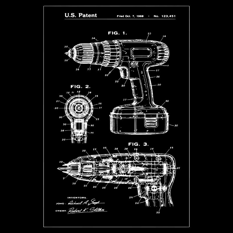 Drill Patent Blueprint Artwork