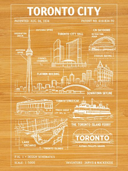 Toronto Skyline Blueprint Illustration