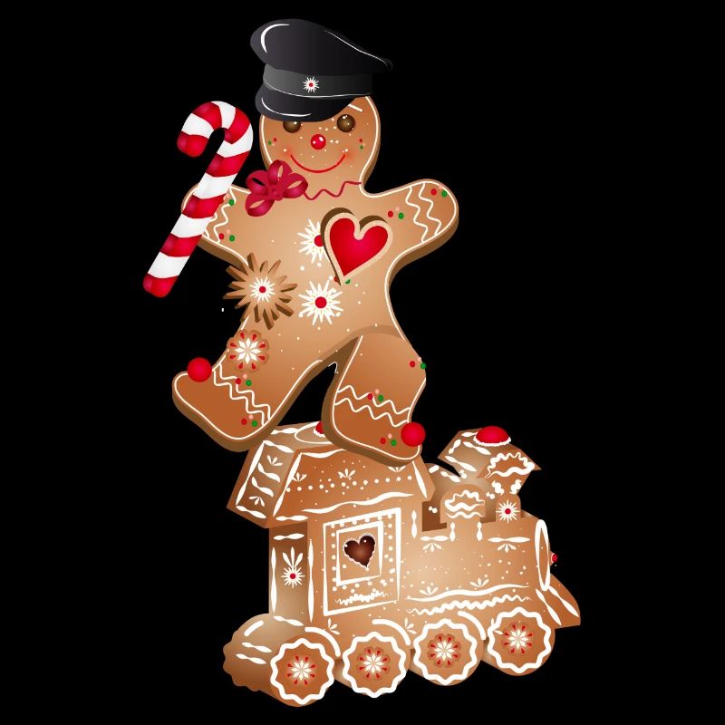 Gingerbread man as engine driver on the gingerbread locomotive
