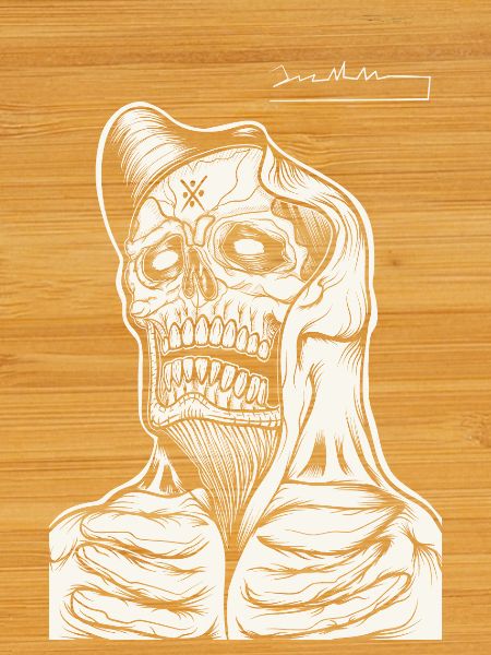 Skull Hoodie Line Drawing