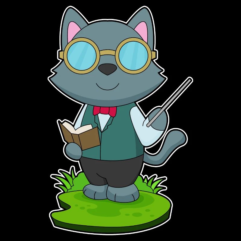 Katze Lehrer Zeigestab Schule