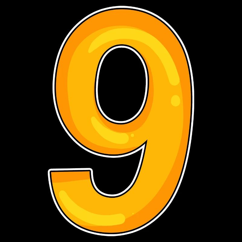 Numéro 9 - Neuf - 9 motif en jaune