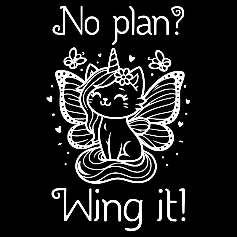 No Plan Wing It winged unicorn cat