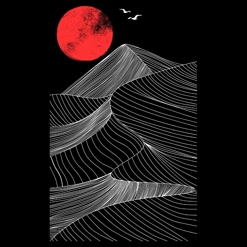 Red Sun Over Mountains Abstract