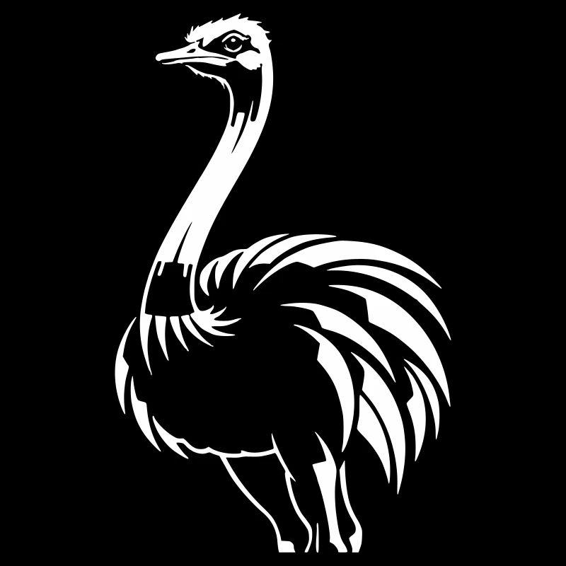 Black White Emu Strauss Strauss Silhouette vector