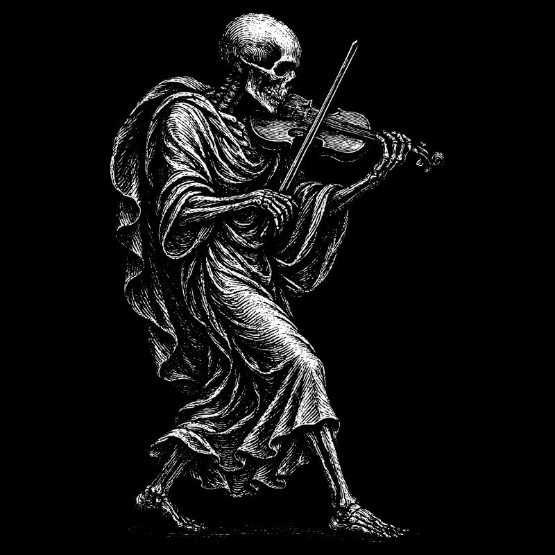Squelette jouant du violon