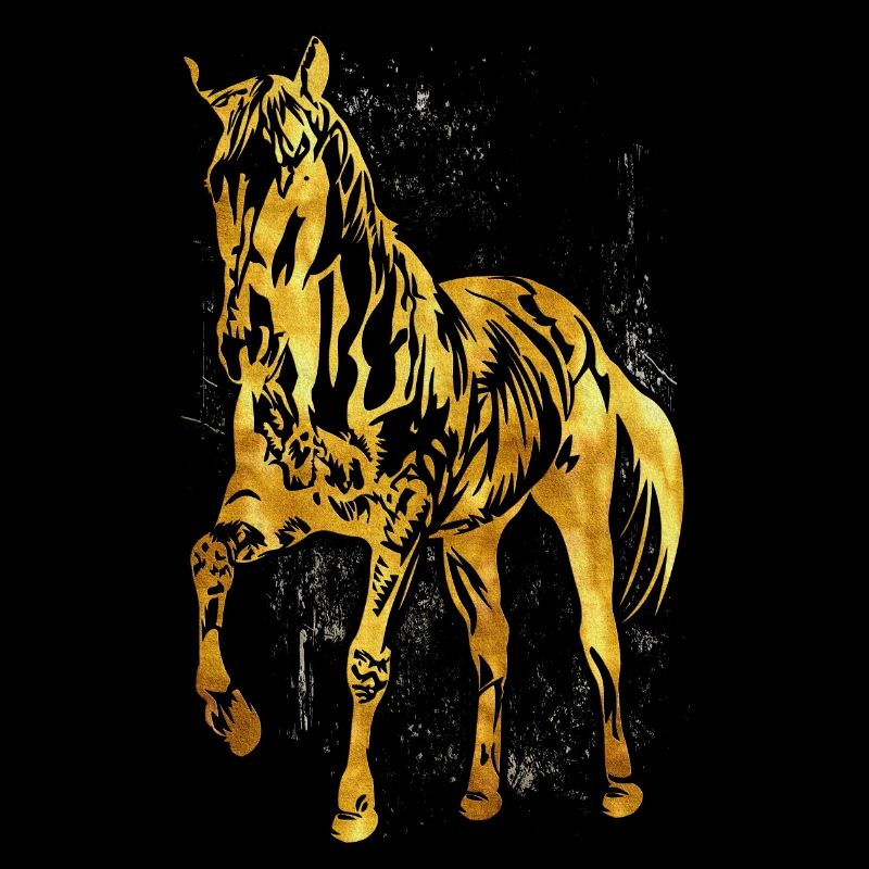 Équitation - cavalier - école d'équitation - cheval en or