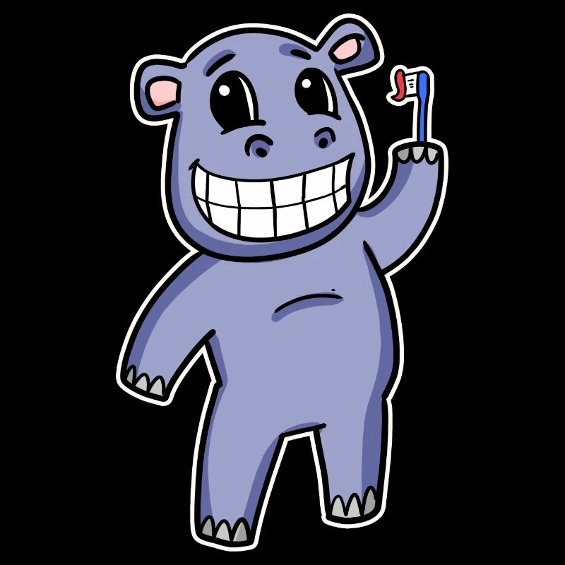Hippo with toothbrush