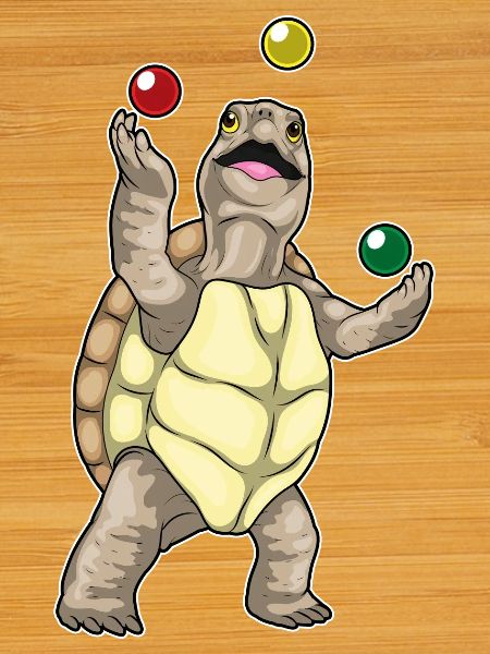 Turtle juggler juggling