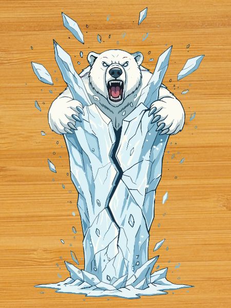 Eisbär bricht Eisblock