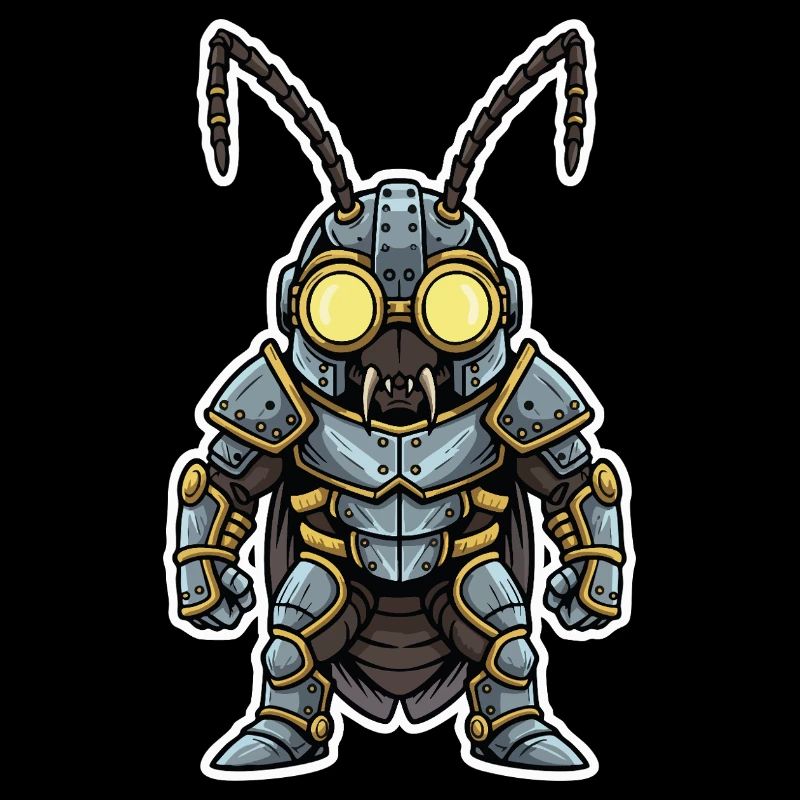 Cockroach Steampunk Soldier Armor Steel Bluish