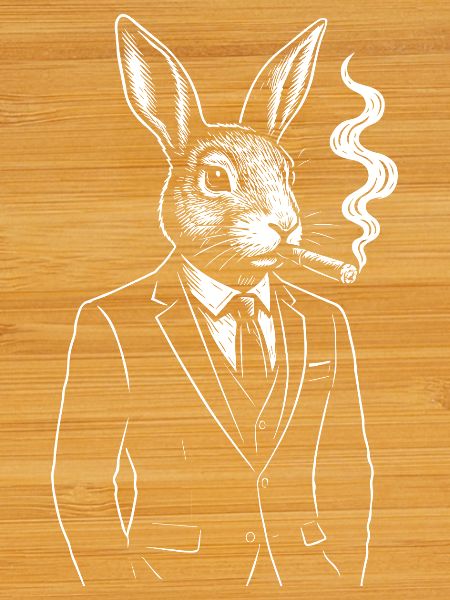 Dapper Rabbit in Suit Smoking