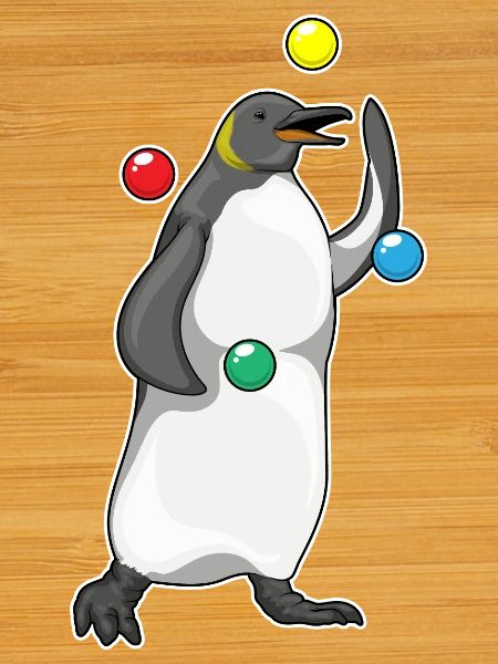 Penguin juggler juggling