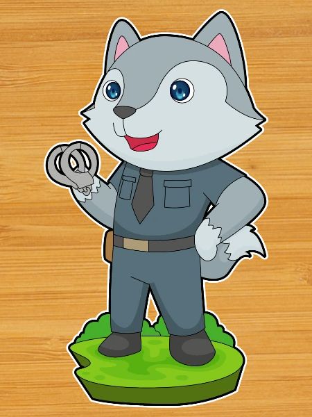 Wolf Polizist Handschellen Polizei