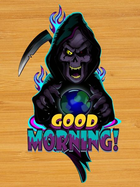 Neon Grim Reaper Bonjour