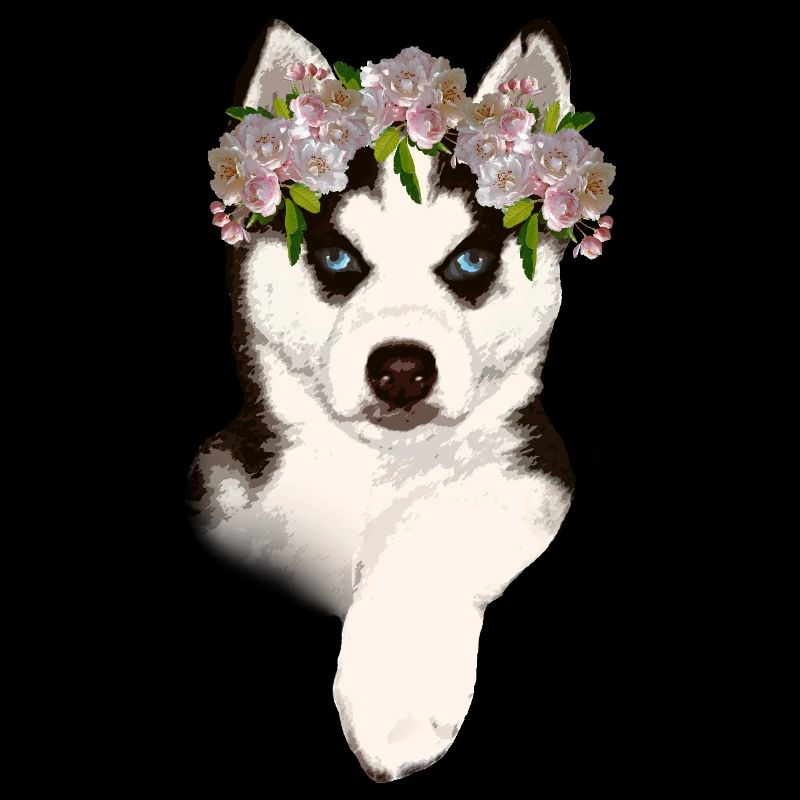 Husky with flower crown