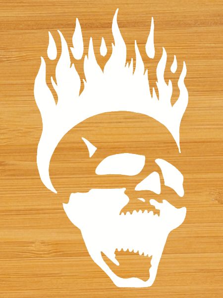 Flaming screaming skull (white)