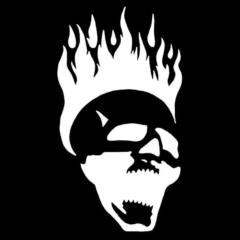 Flammender schreiender Schädel (weiß)