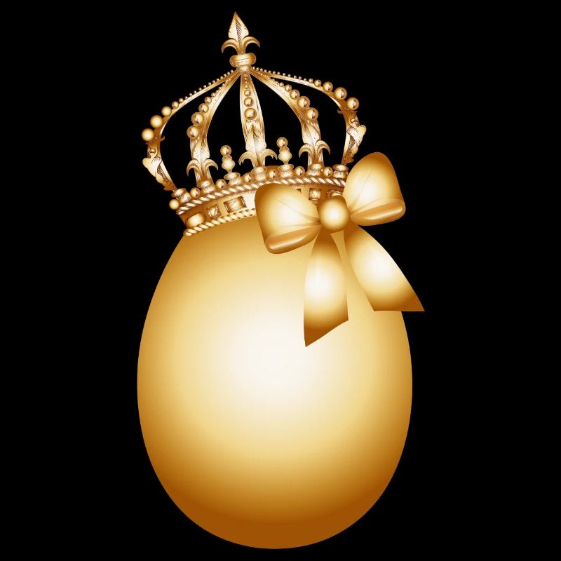 Oeuf d’or avec couronne dorée et boucle d’or