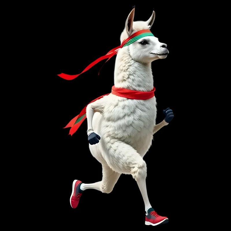 Llama with headband jogging