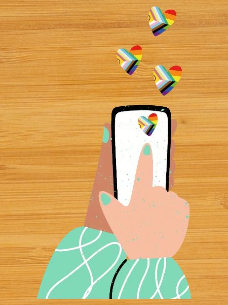 Pride hearts on the smartphone