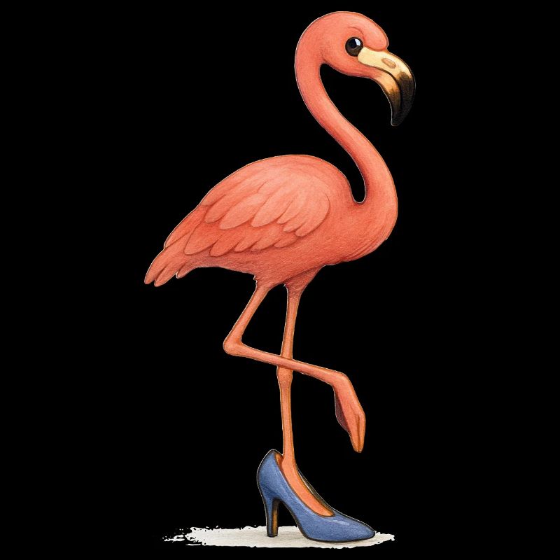 Lustiger Flamingo im Stöckelschuh