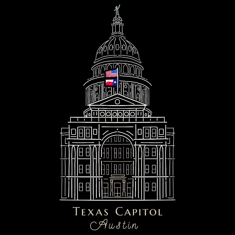 Austin, dessin du Capitole du Texas, États-Unis