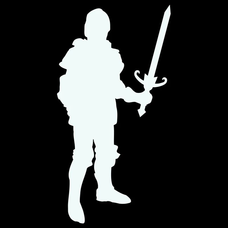 Knight hero silhouette with long sword