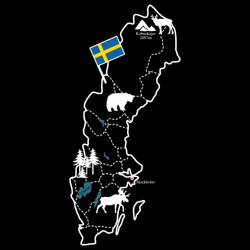 Sweden map with moose and flag