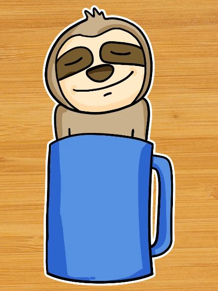 Sloth in a coffee cup