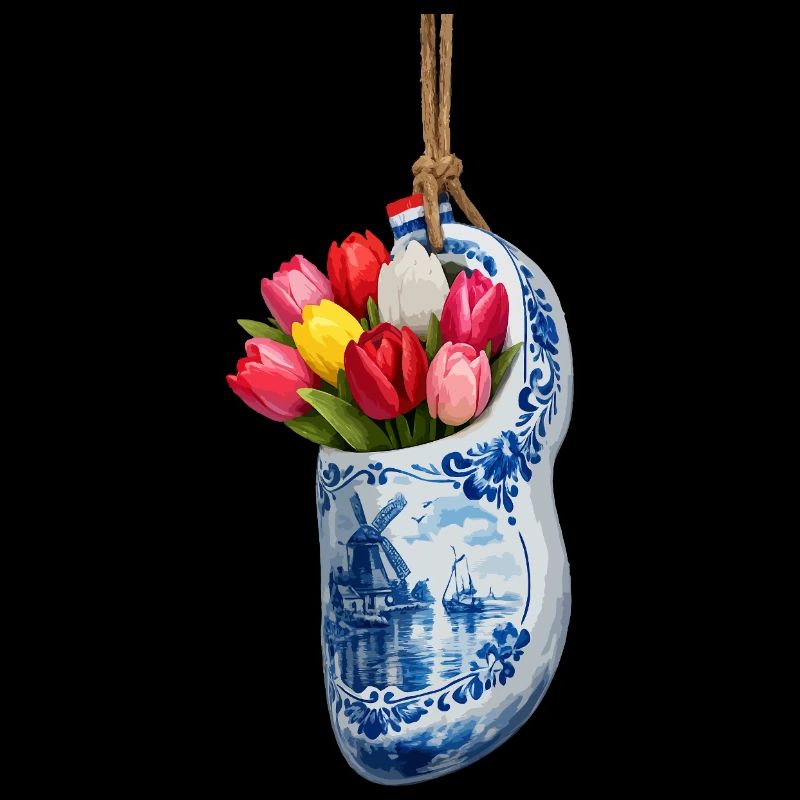 Tulips in blue Delft clog