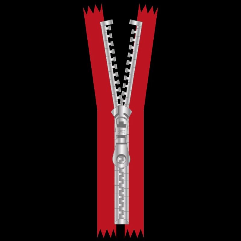 open zipper with red band