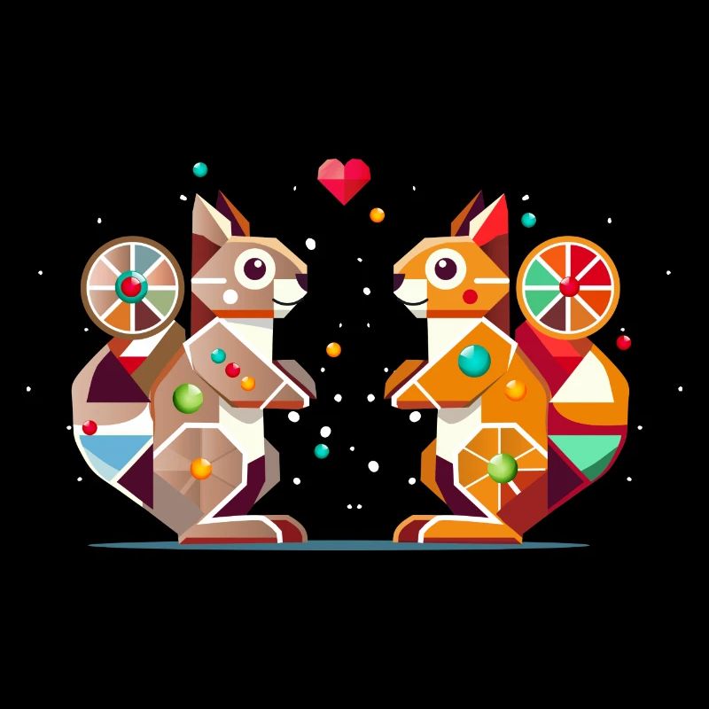 zwei Eichhörnchen mit Herz-farbenfroher Hingucker