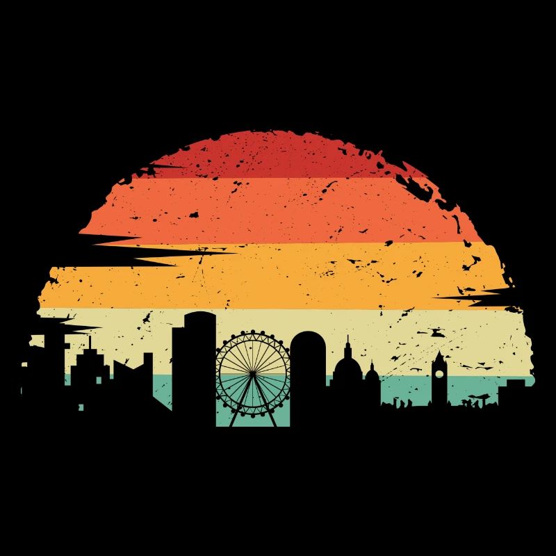 Sunset City Skyline Silhouette