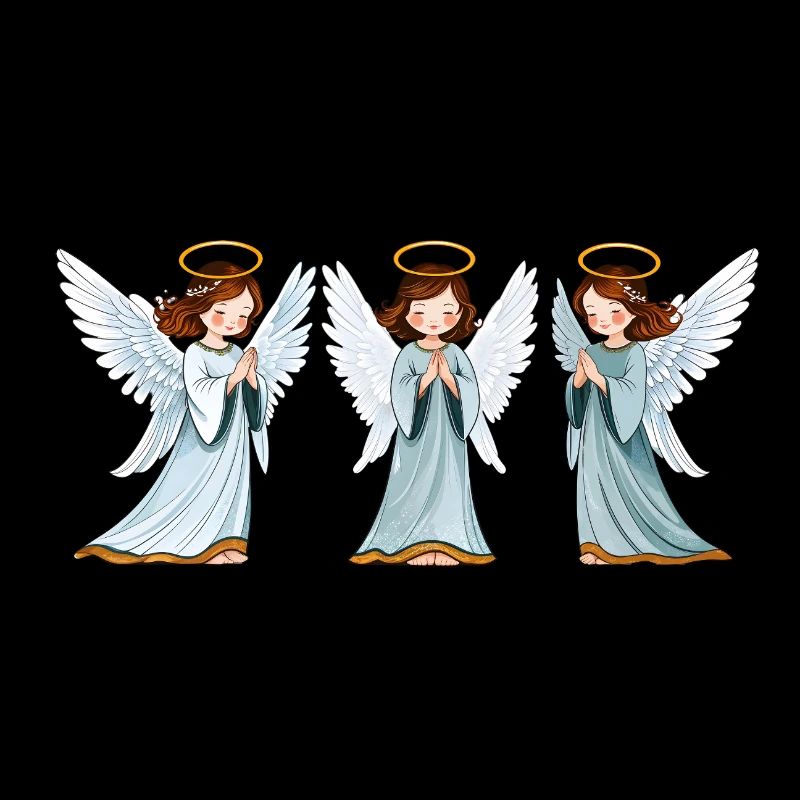 Anges Célestes Triples en Prière