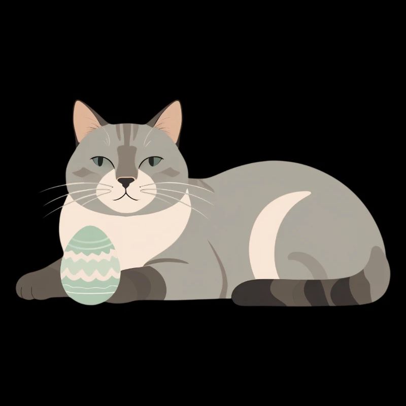 Easter Cat in Pastel Grey