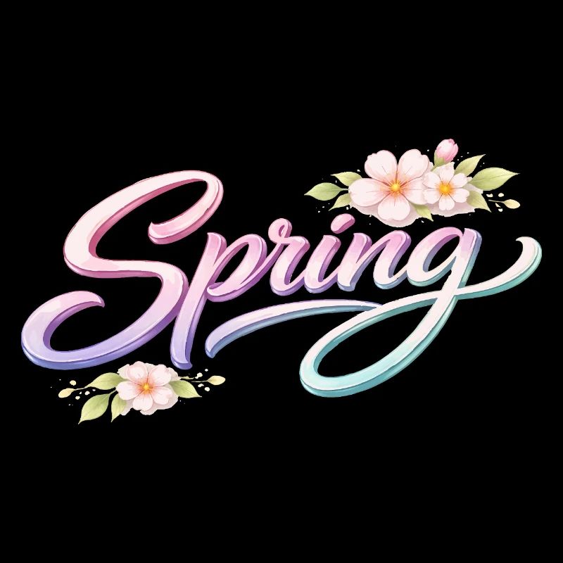 Spring Schriftzug mit Blüten