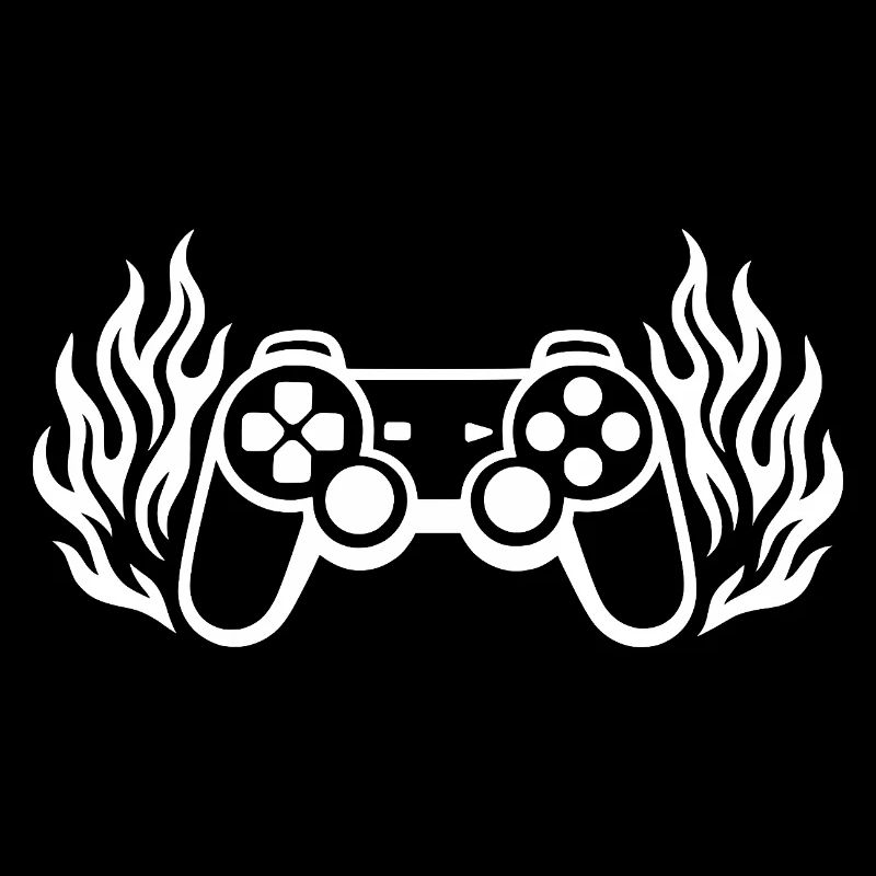 Flames controller, burning gamepad graphics
