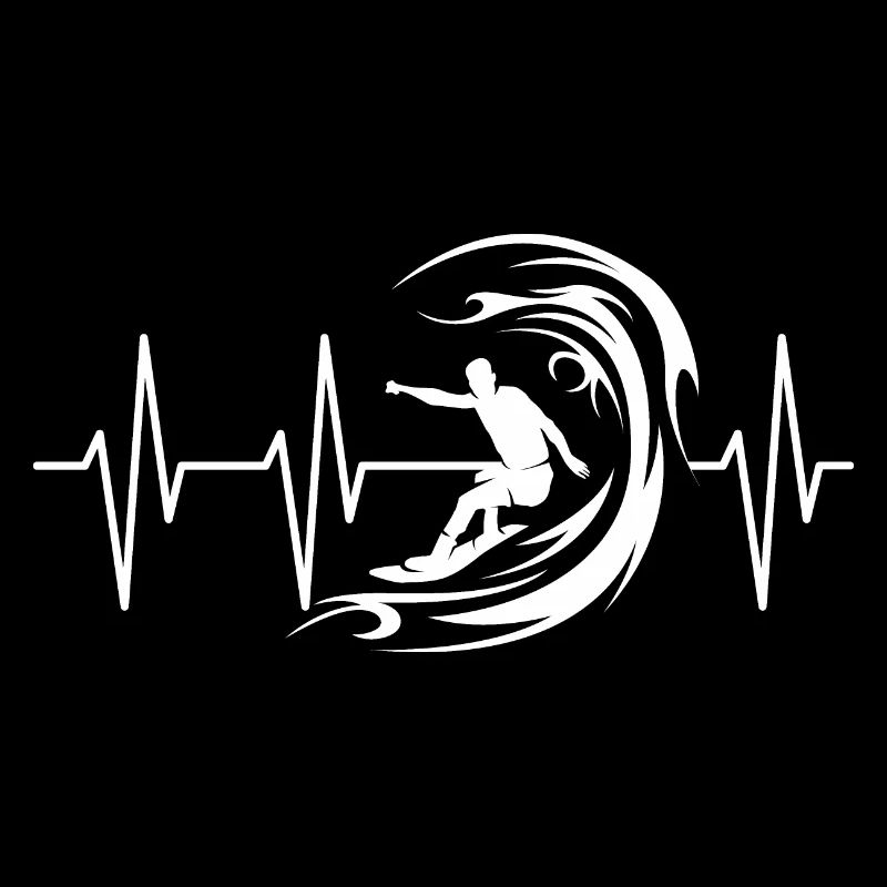 Heartbeat Pulse ECG Surfer Waves Surf Symbol