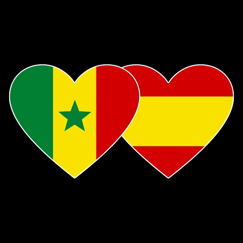 Spain Senegal Flag Heart