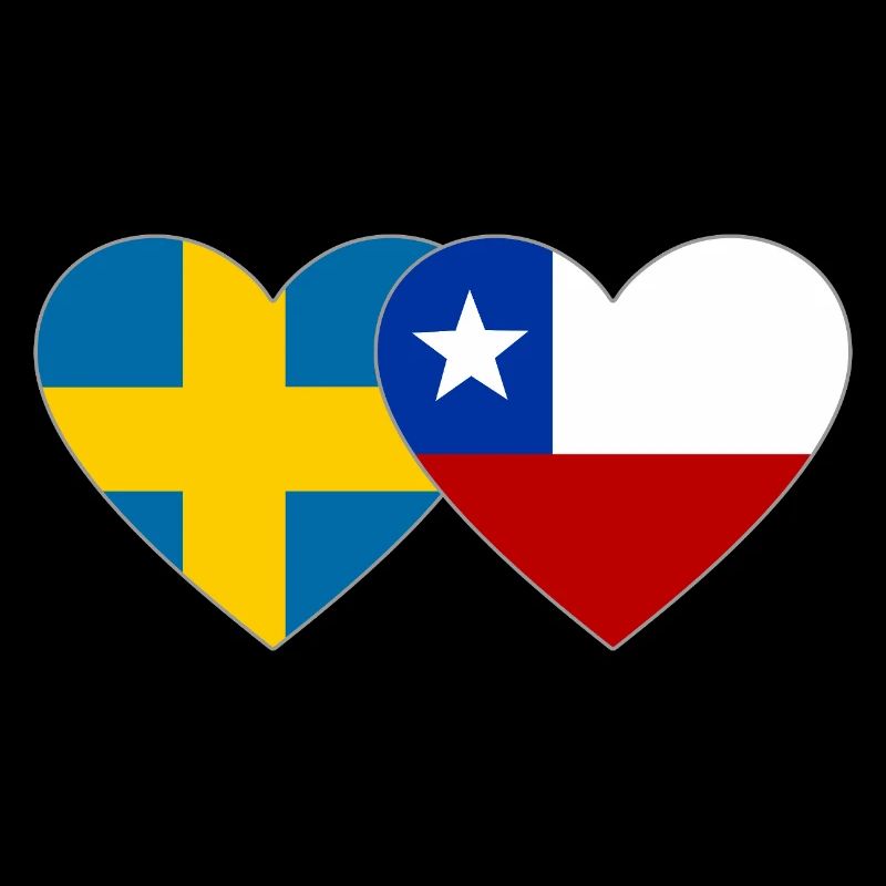 Suède Chili Drapeau Coeur