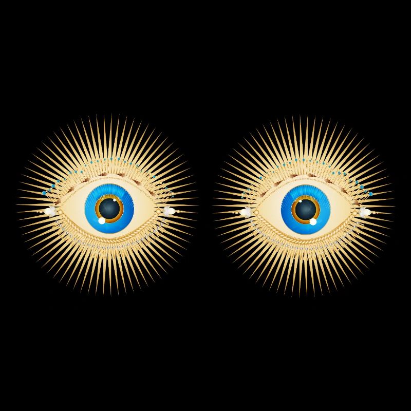 Golden eyes with bright blue pupils