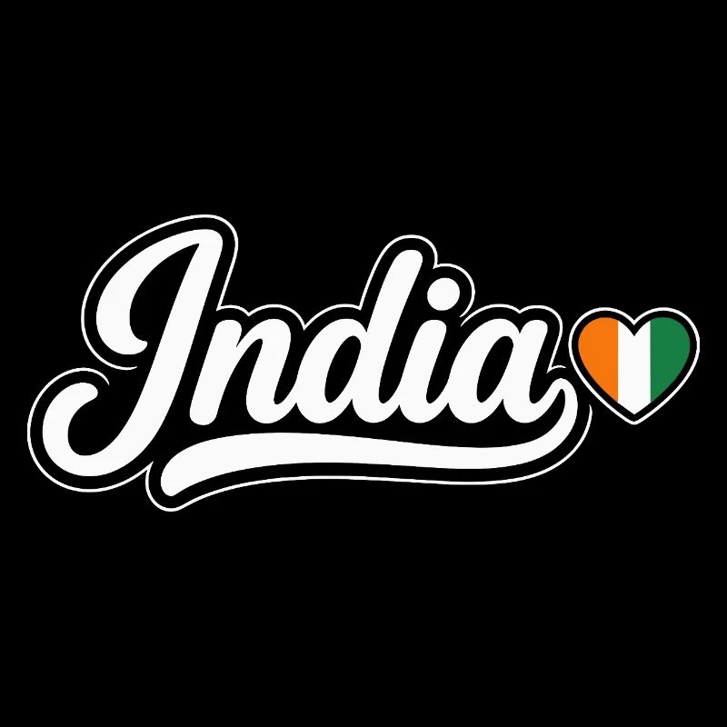India Script with Flag Heart Patriotic