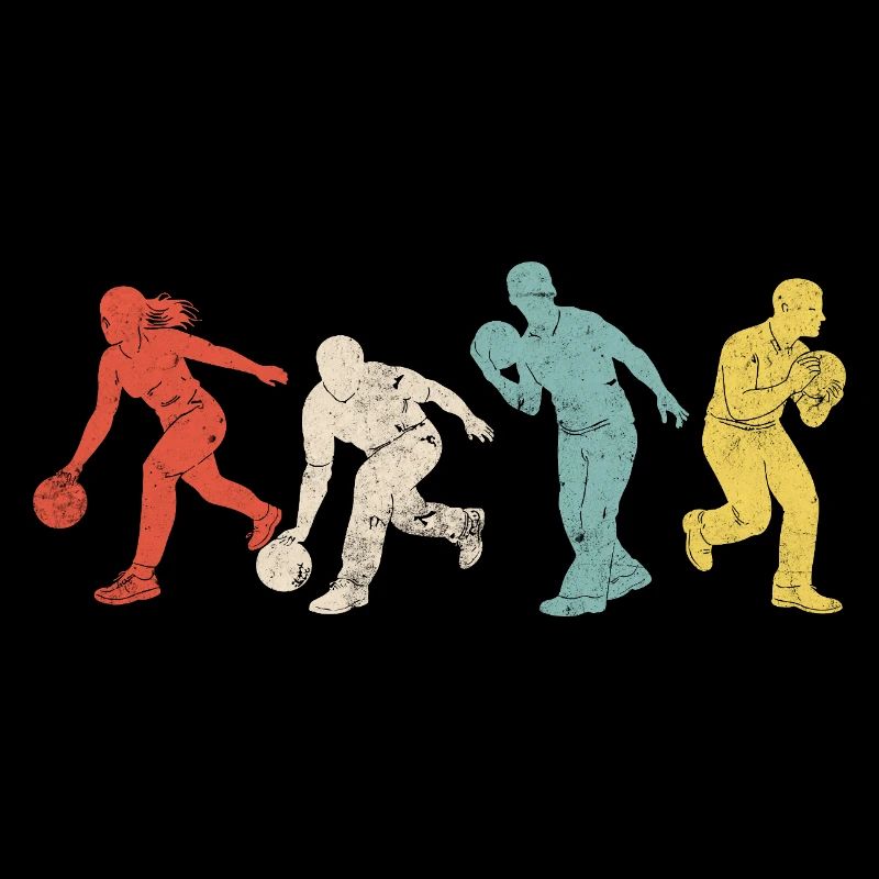 Silhouettes dynamiques de bowling en couleurs