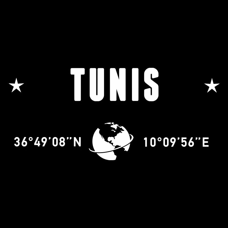 Tunis Tunisie Coordonnées GPS Globe Blanc