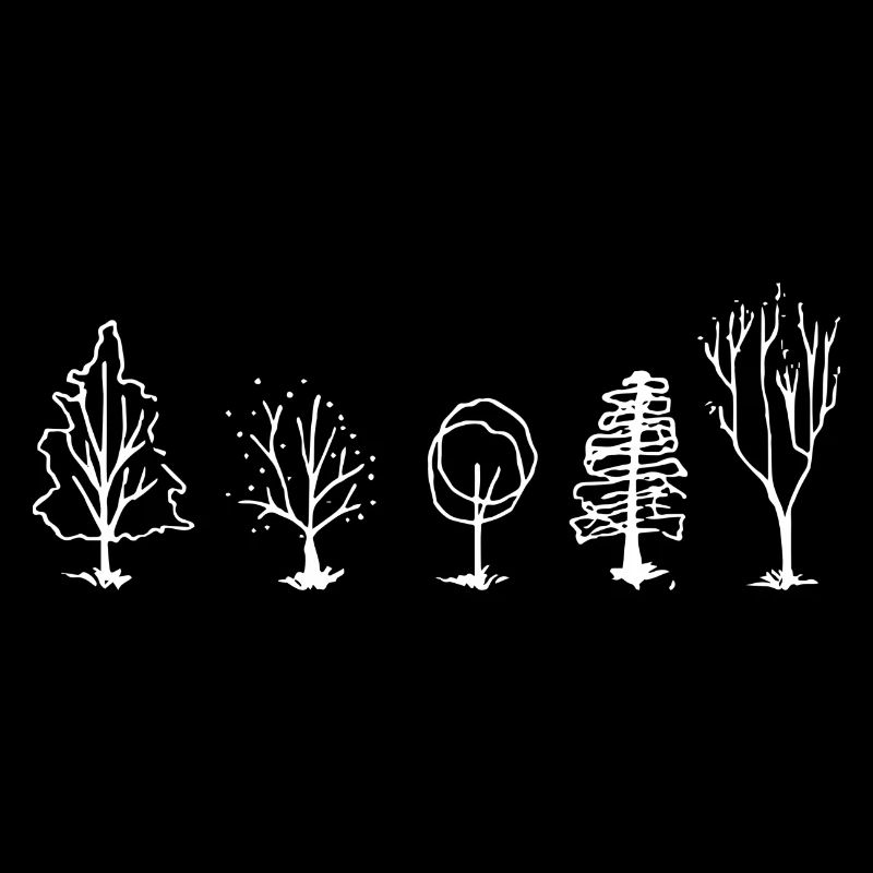 Five Tree Lineart Forest