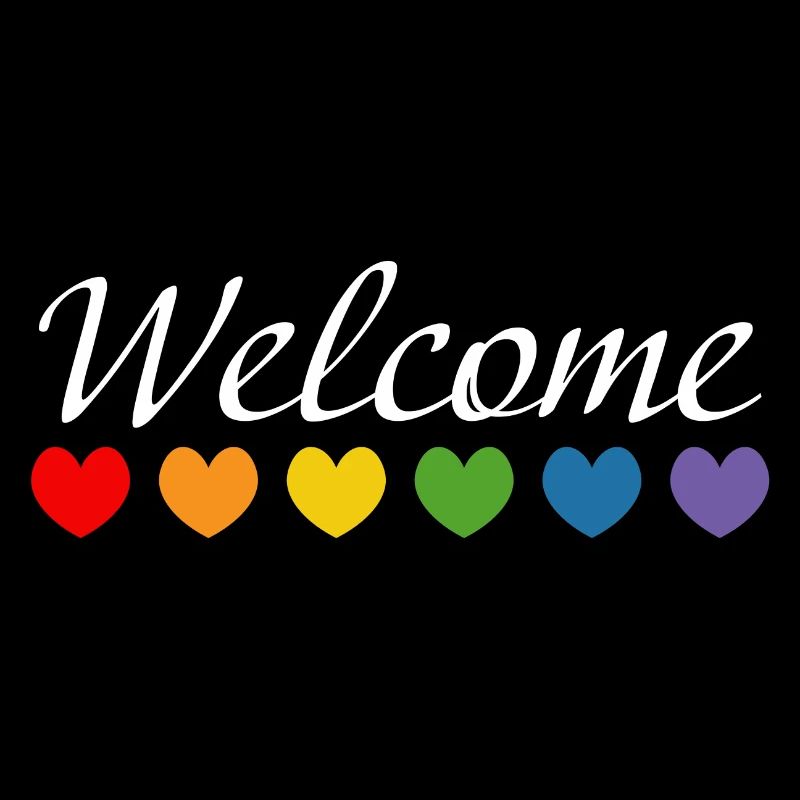 Rainbow Hearts Welcome white