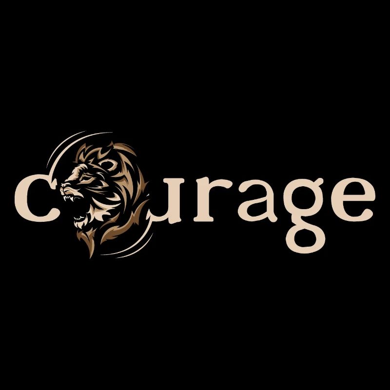 Courage Courage Lion Motivation Force Strength Logo