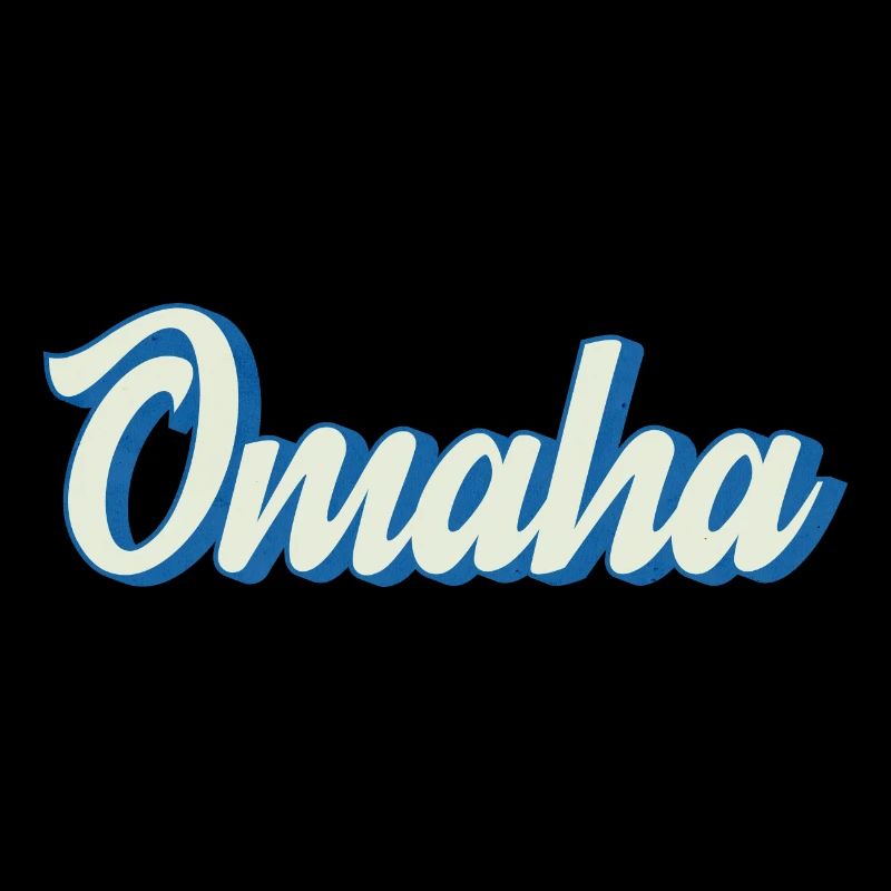 Lettrage Omaha en bleu rétro