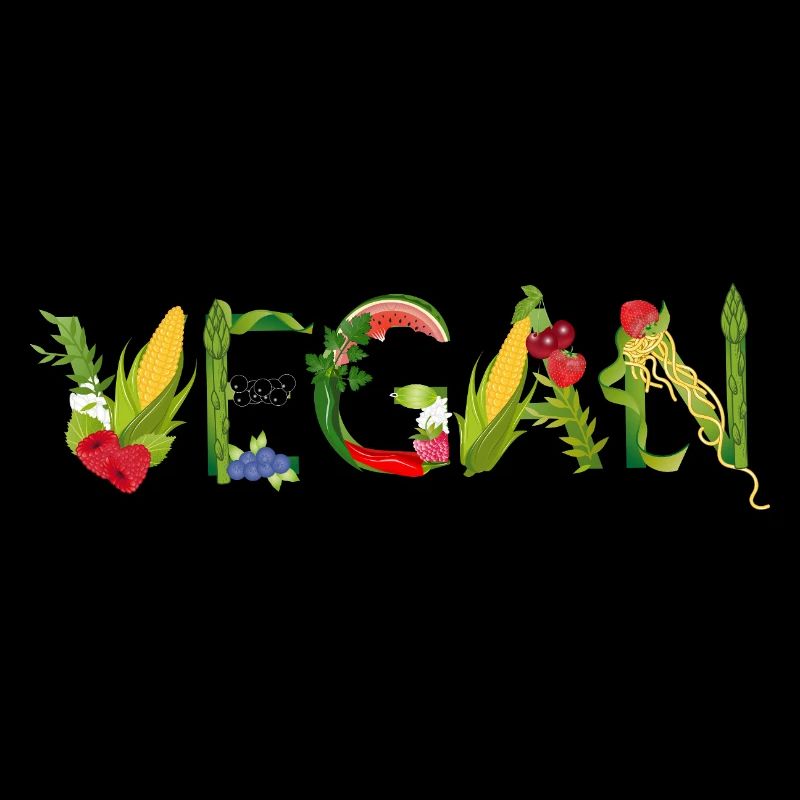 VEGAN Fruit and Vegetable Lettering Illustration